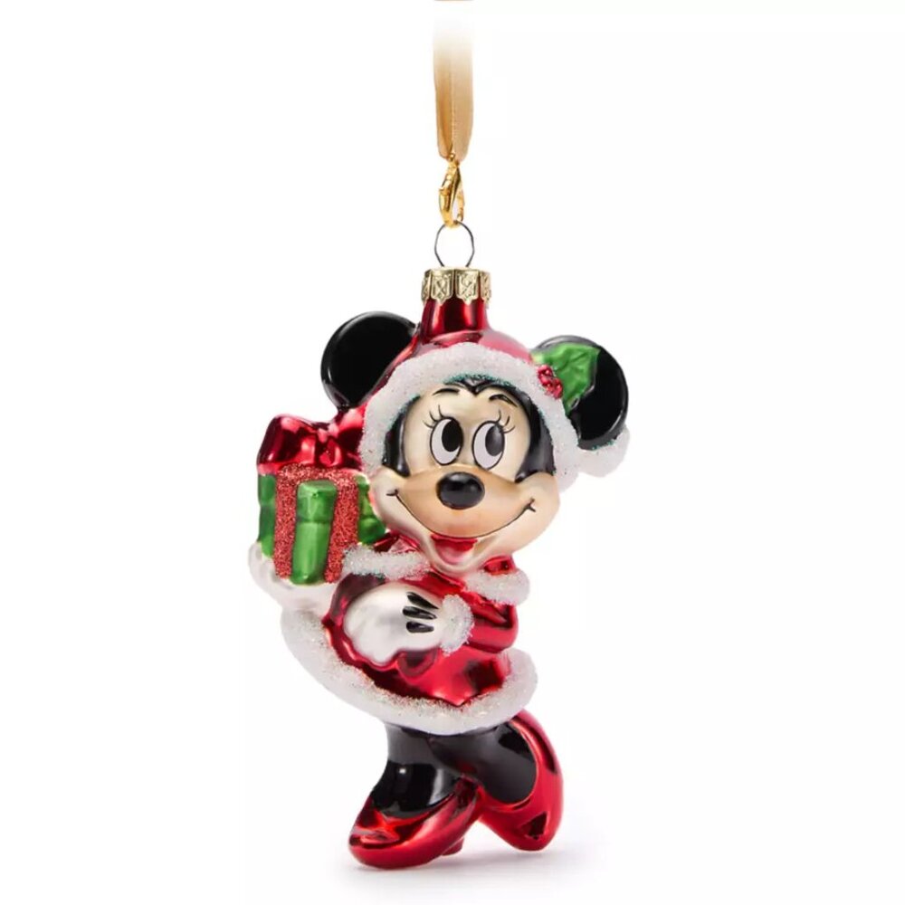 Disney Santa Minnie Mouse Glass Ornament